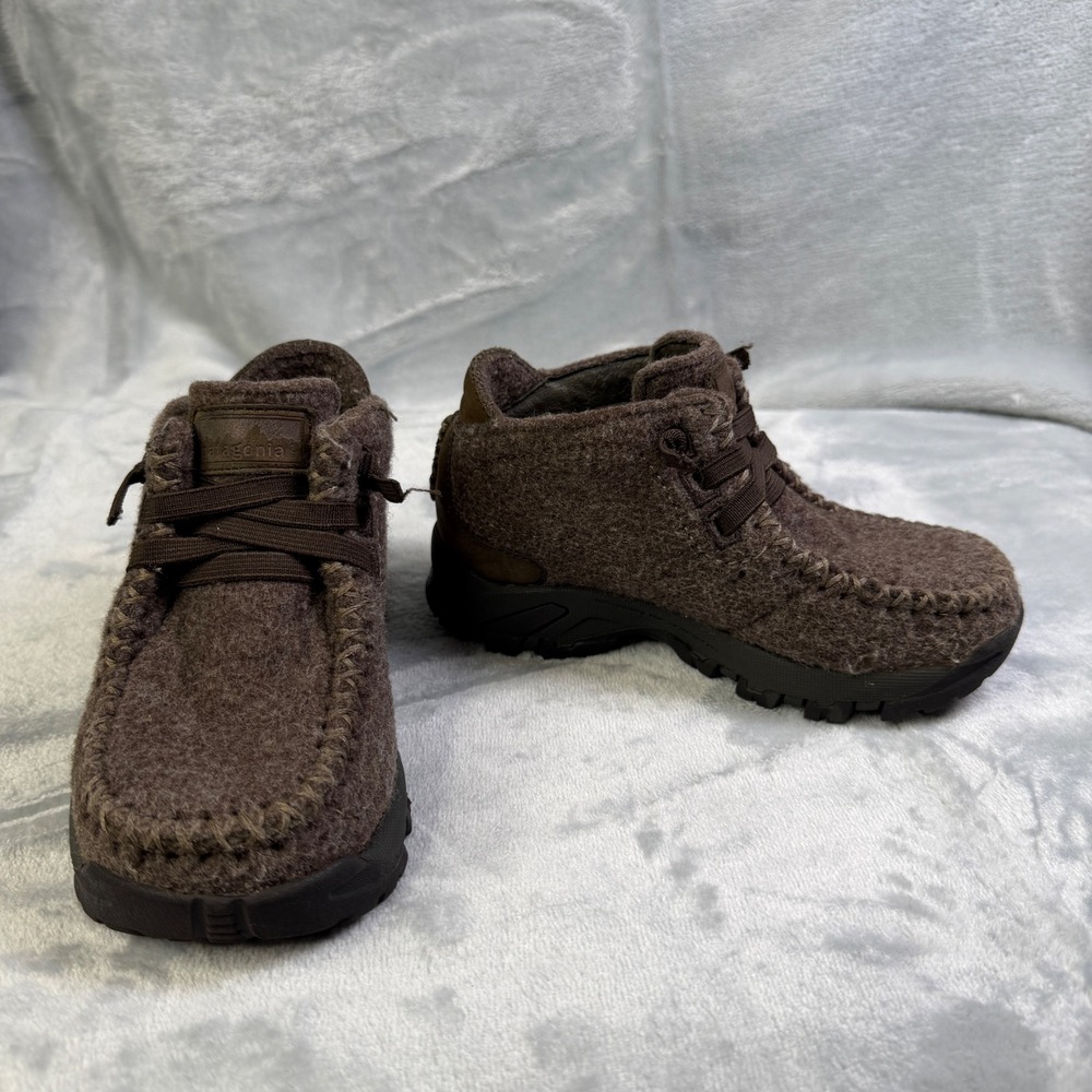 Patagonia Alpaca Brown Youth 10 Wool Moccasin Hiking Boots T3022Y